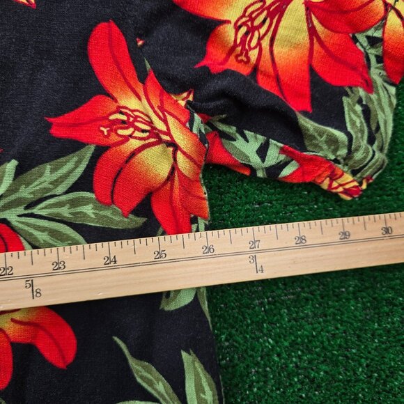 Island Shores Hawaiian Shirt Mens 2XL Black Red Floral Button Up Tropical Camp - Picture 4 of 9